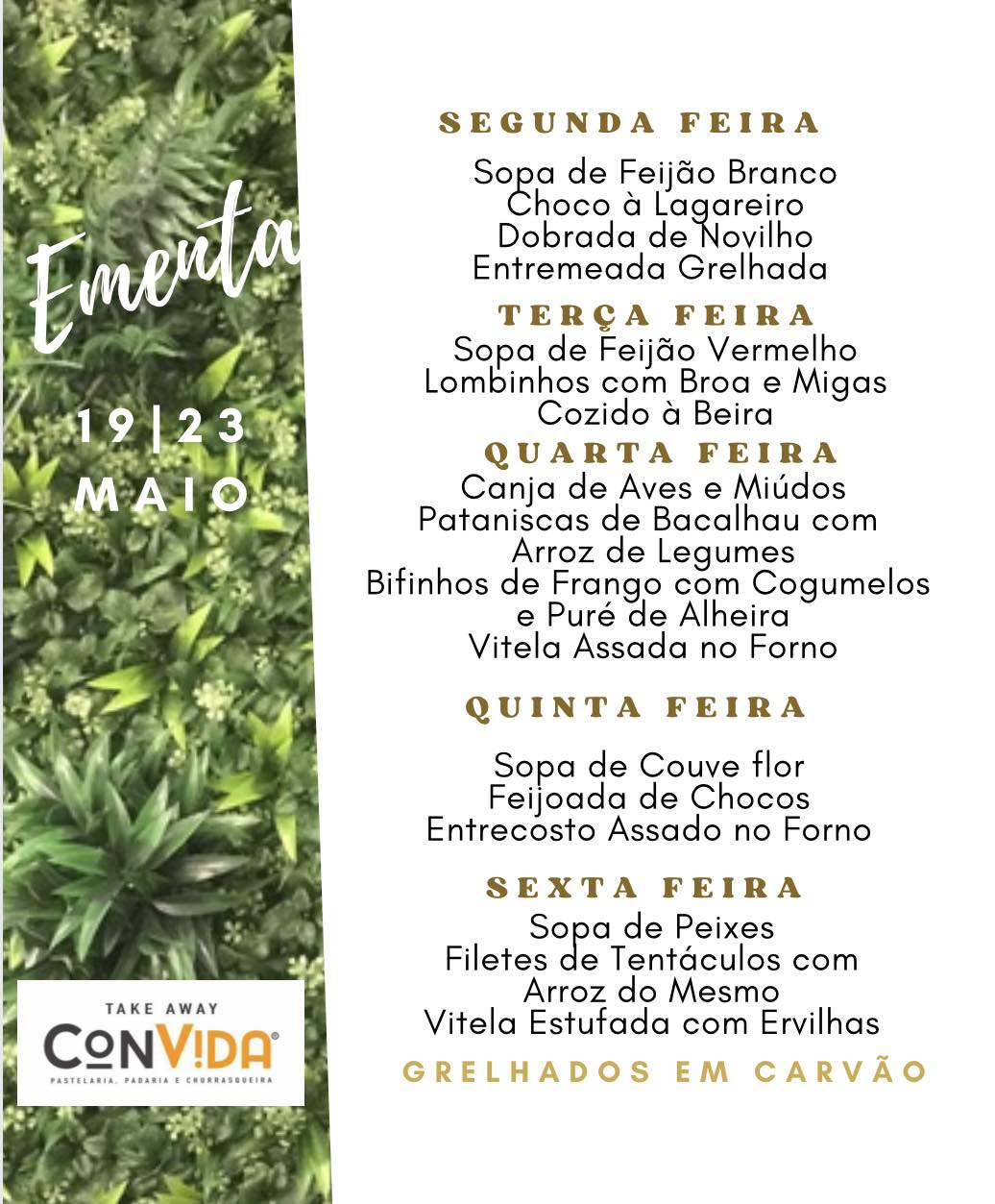 Ementa de 19 a 23 de Maio